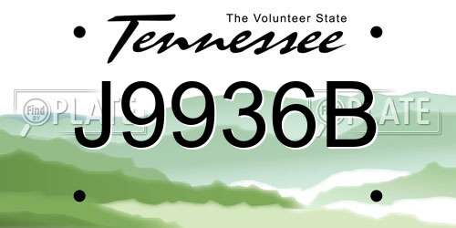 J9936B Tennessee License Plate