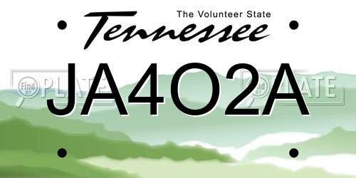 JA4O2A Tennessee License Plate