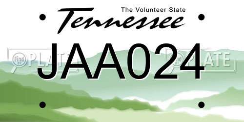 JAA024 Tennessee License Plate