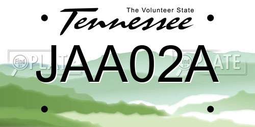 JAA02A Tennessee License Plate