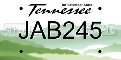 JAB245 Tennessee License Plate