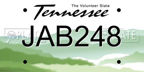 JAB248 Tennessee License Plate