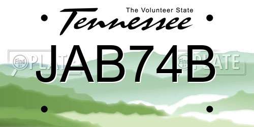JAB74B Tennessee License Plate