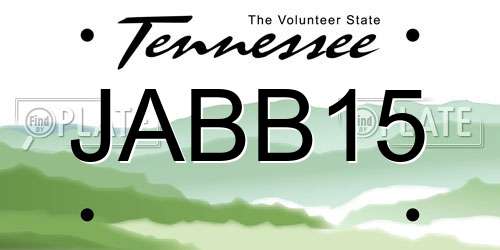 JABB15 Tennessee License Plate
