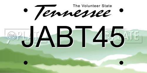 JABT45 Tennessee License Plate