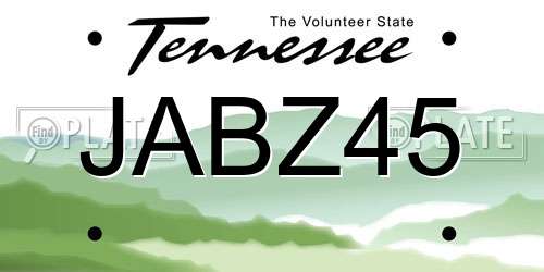 JABZ45 Tennessee License Plate