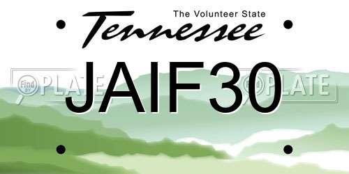 JAIF30 Tennessee License Plate