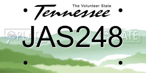 JAS248 Tennessee License Plate