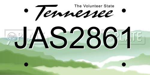 JAS2861 Tennessee License Plate