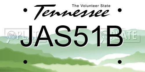JAS51B Tennessee License Plate