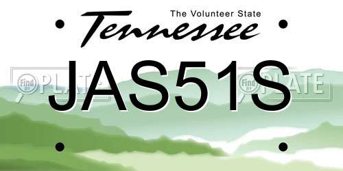 JAS51S Tennessee License Plate