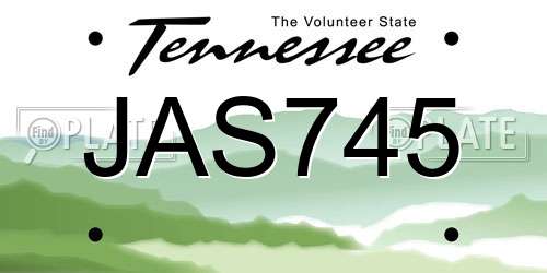 JAS745 Tennessee License Plate