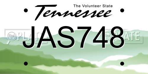 JAS748 Tennessee License Plate