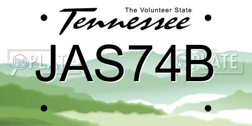 JAS74B Tennessee License Plate