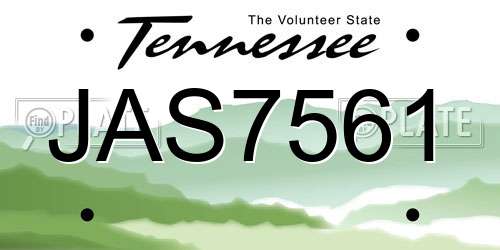 JAS7561 Tennessee License Plate