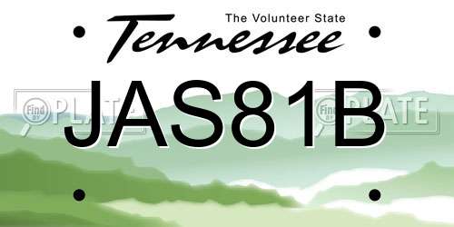 JAS81B Tennessee License Plate