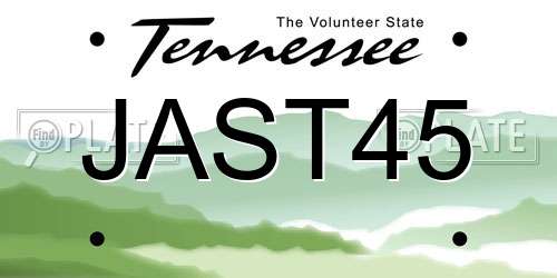 JAST45 Tennessee License Plate