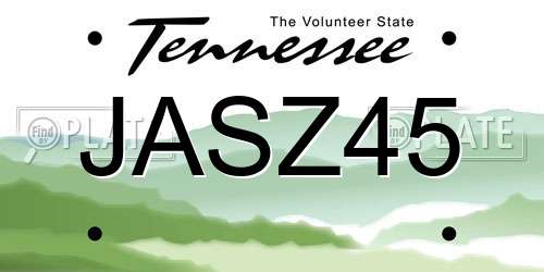 JASZ45 Tennessee License Plate