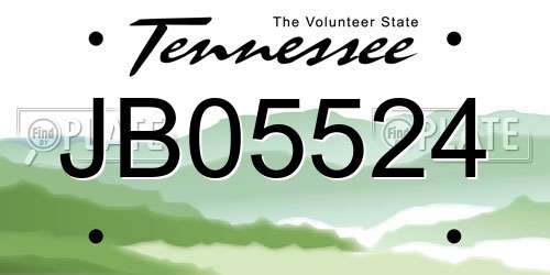 JB05524 Tennessee License Plate