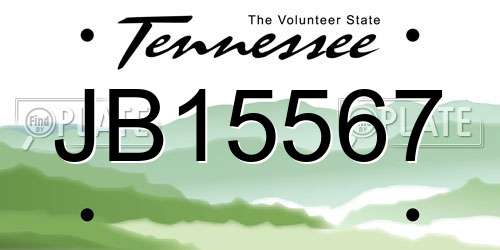 JB15567 Tennessee License Plate