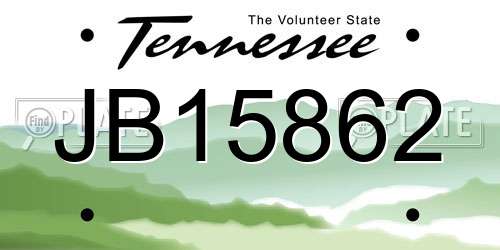 JB15862 Tennessee License Plate