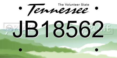 JB18562 Tennessee License Plate