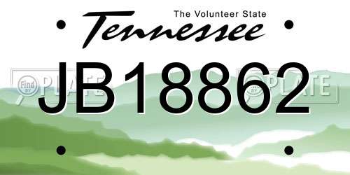 JB18862 Tennessee License Plate