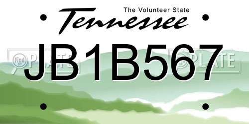 JB1B567 Tennessee License Plate