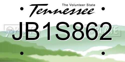 JB1S862 Tennessee License Plate