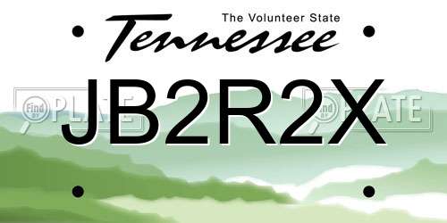 JB2R2X Tennessee License Plate
