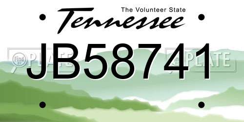 JB58741 Tennessee License Plate