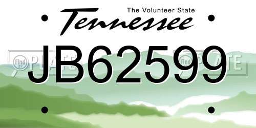 JB62599 Tennessee License Plate