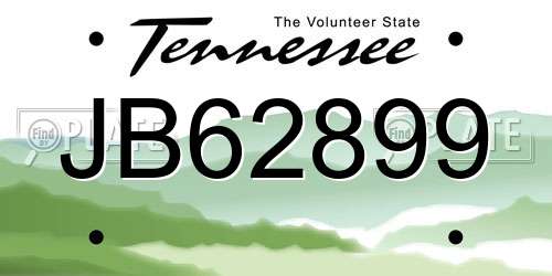 JB62899 Tennessee License Plate