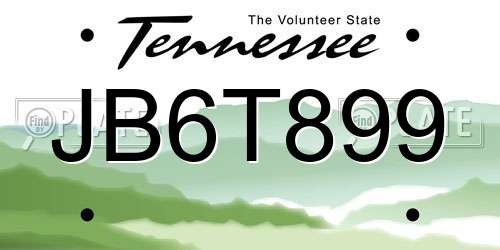 JB6T899 Tennessee License Plate