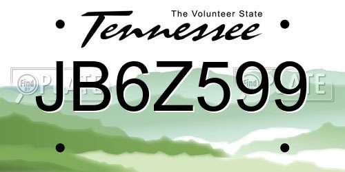 JB6Z599 Tennessee License Plate