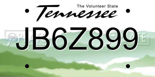 JB6Z899 Tennessee License Plate