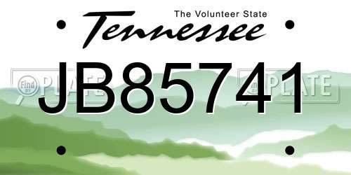 JB85741 Tennessee License Plate