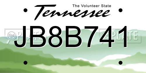 JB8B741 Tennessee License Plate