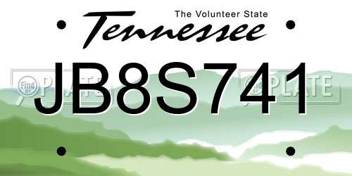 JB8S741 Tennessee License Plate