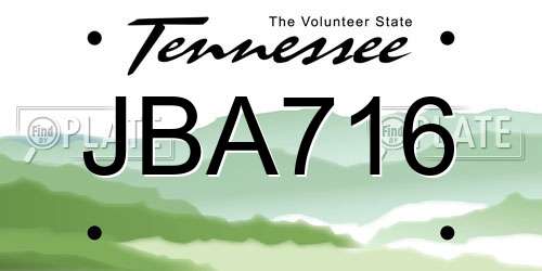 JBA716 Tennessee License Plate