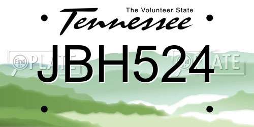 JBH524 Tennessee License Plate