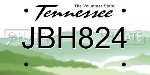 JBH824 Tennessee License Plate