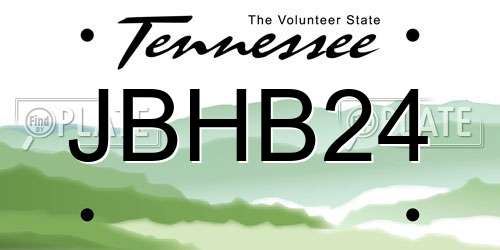 JBHB24 Tennessee License Plate