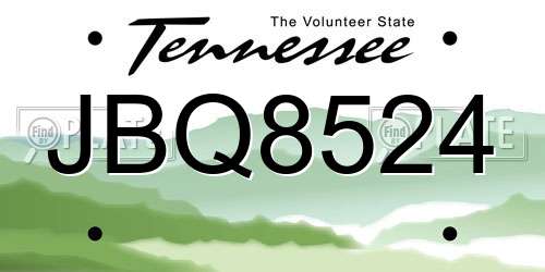 JBQ8524 Tennessee License Plate