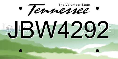 JBW4292 Tennessee License Plate
