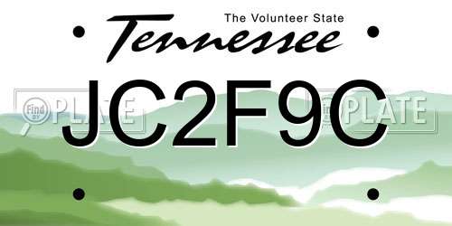 JC2F9C Tennessee License Plate