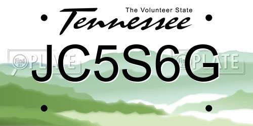 JC5S6G Tennessee License Plate