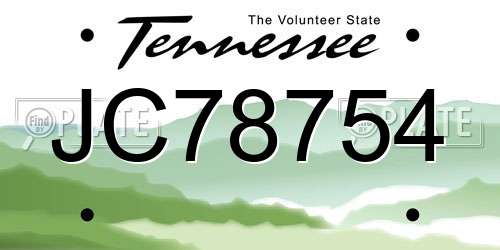 JC78754 Tennessee License Plate