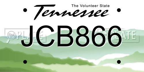JCB866 Tennessee License Plate