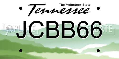 JCBB66 Tennessee License Plate